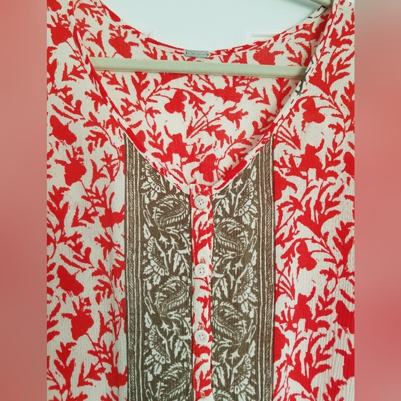 Free People Red Gray Floral Romper Size Small - Picture 4 of 14